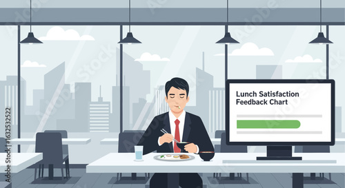 Professional Enjoying Lunch While Reviewing Employee Satisfaction Report
