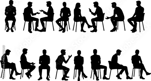  Children in Various Poses  People Sitting and Talking in Chairs vector bundle
