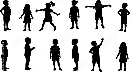  Children in Various Poses  People Sitting and Talking in Chairs vector bundle