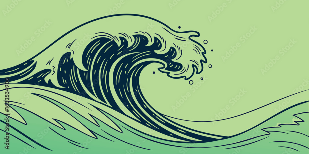 Fototapeta premium Ocean Wave Vector Illustration ,Adobe Illustrator Artwork