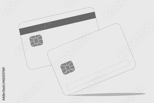 white credit cards on clean background—ideal for modern finance, online payments, banking design, digital wallets