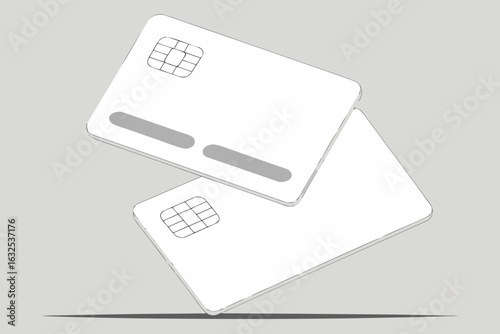 white credit cards on clean background—ideal for modern finance, online payments, banking design, digital wallets