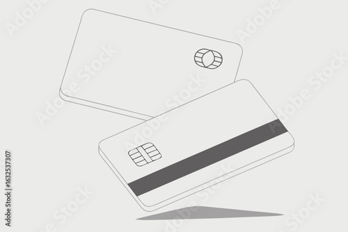 white credit cards on clean background—ideal for modern finance, online payments, banking design, digital wallets