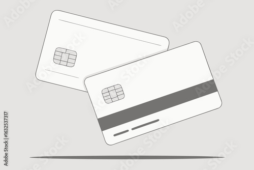 white credit cards on clean background—ideal for modern finance, online payments, banking design, digital wallets