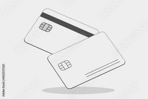 white credit cards on clean background—ideal for modern finance, online payments, banking design, digital wallets
