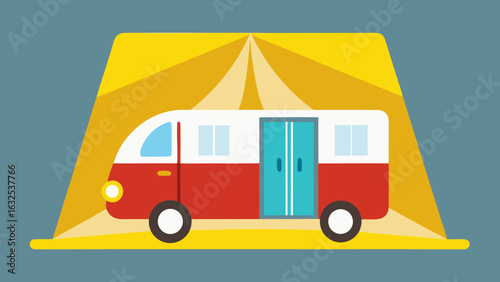 camper van with sunlight through curtains