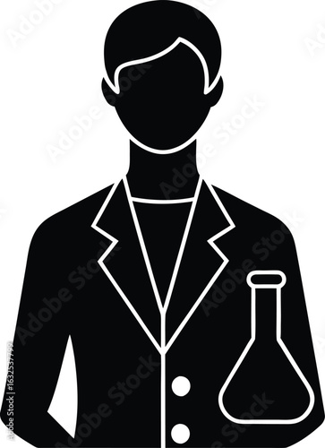 black silhouette a lab assistant on white backgrou.eps