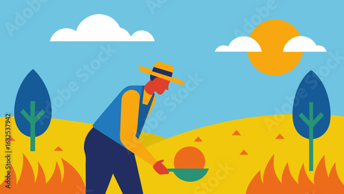 farmer harvesting crops in blazing sunlight