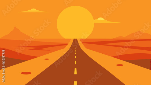desert highway under intense summer sunlight