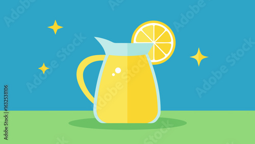 lemonade pitcher sparkling in sunlight