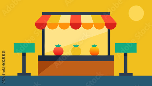 sunny roadside fruit stand scene