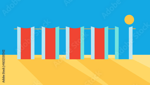 beach towels drying under sunlight