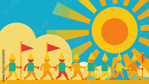 summer parade under bright sunshine