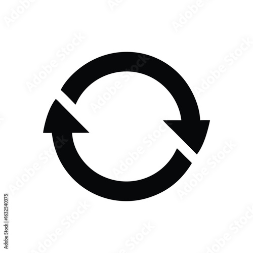 Vector art of black cycle arrow icon isolated on white background for web design