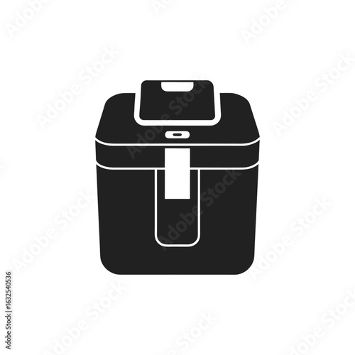 Black air fryer appliance isolated on a white background