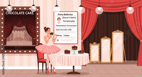 Ballerina Enjoys Chocolate Cake After Christmas Performance At The Nutcracker