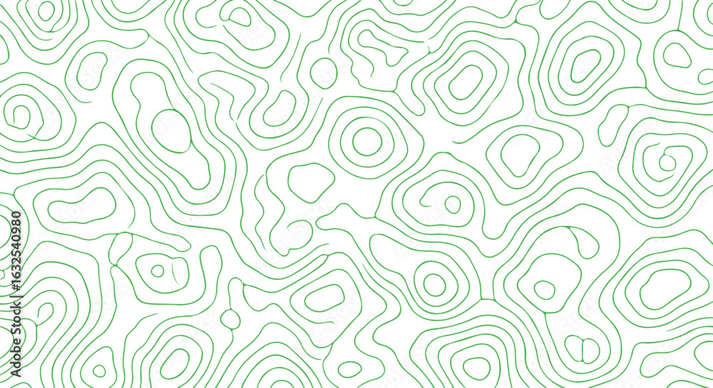Fototapeta premium Abstract Green Topographic Lines: Seamless Nature Pattern Background Texture