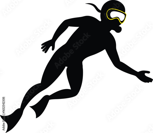 silhouette of a diver