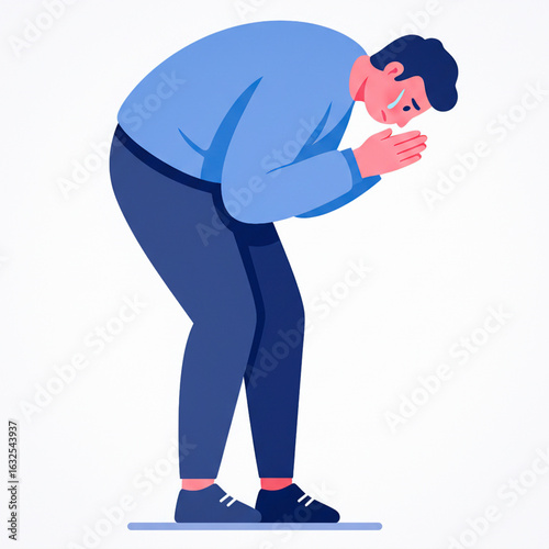 Vector illustration of a contemplative person with bowed head