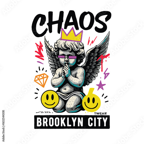 Chaos brooklyn city statue graffiti street art