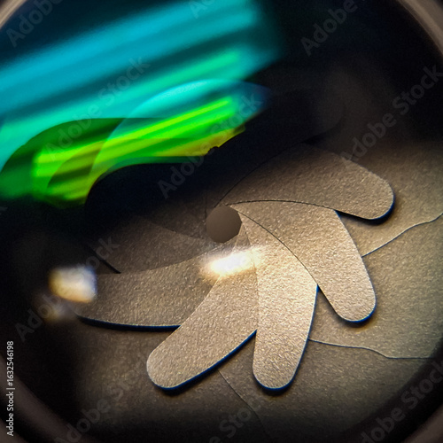 Aperture blades of a photography lens.