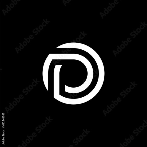 A modern and elegant interlocking DP or PD logo. The smooth, connected lines within a circle create a sophisticated and futuristic mark, ideal for a progressive and stylish brand.