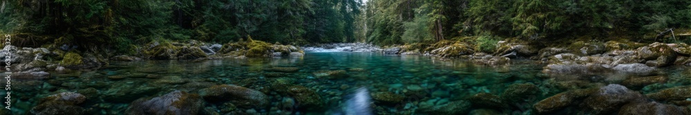 Fototapeta premium Panoramic hdr landscape forest river 360 degrees