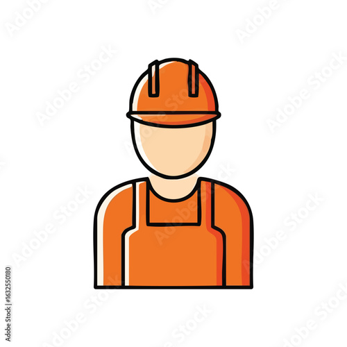 (Construction Worker Avatar. A minimalist illustration of an industrial professional in essential safety attire. This design symbolizes diligence, security, and skilled labor.)