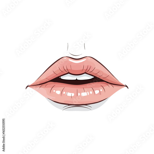 (Vibrant Pink Glossy Lips Artwork. A captivating digital rendering presents plump, luminous mouth features. This illustration symbolizes allure and graceful expression.)
