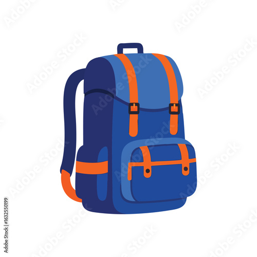(Vibrant Blue Travel Rucksack. This colorful knapsack artwork represents journeys, learning, and carrying daily essentials with ease.)