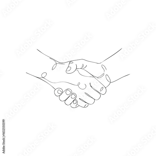 (Diverse Hands Shaking in Harmony. Monochrome illustration of two distinct complexions clasping. This artwork conveys profound meaning of alliance, inclusion, and human connection.)
