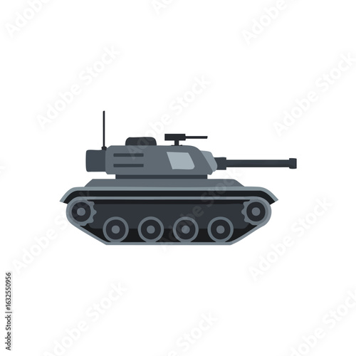 (Powerful Combat Tank Symbol. A formidable armored vehicle graphic conveying military strength and readiness. This illustration represents defense, conflict, and the might of warfare.)