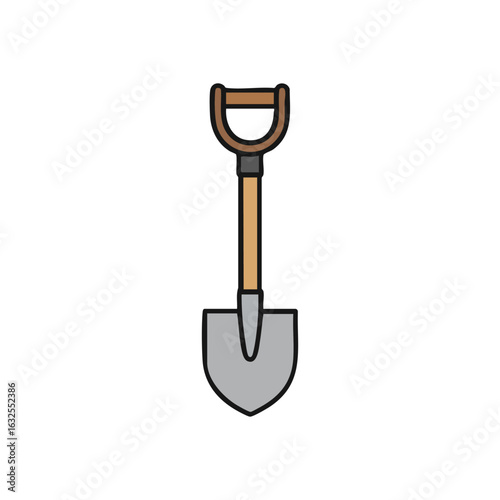 (Garden Shovel Tool Icon. A modern drawing of a digging implement, ideal for outdoor projects and construction, symbolizing diligent effort and growth. Perfect for agricultural themes.)