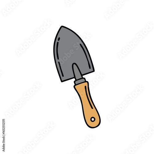 (Gardening Hand Trowel. A simple, clean illustration of a small cultivating tool, perfect for spring planting, backyard work, or nurturing flora. Symbolizes growth and new beginnings.)