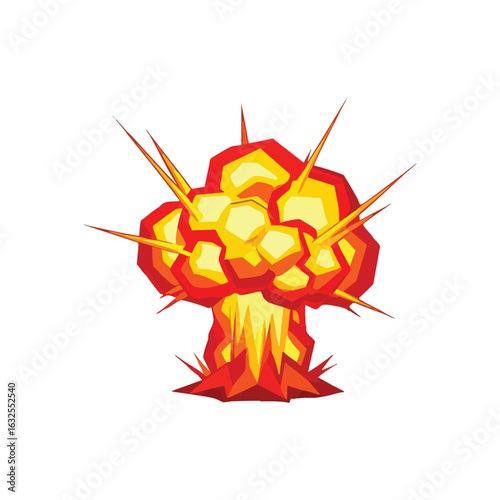 (Vibrant Cartoon Explosion. A striking animated blast with fiery red and yellow hues. This graphic represents intense energy, a sudden impact, or a dramatic event.)