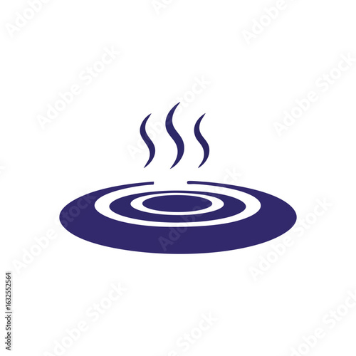 (Relaxing Hot Spring Symbol. Minimalist graphic representing a warm, steaming pool or bath. Evokes tranquility, well-being, and therapeutic comfort. Perfect for wellness concepts.)