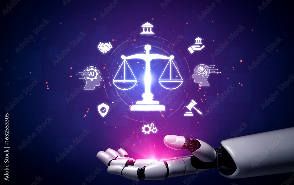 Fototapeta premium AI ethics ensures fairness, transparency, and responsibility in intelligent systems, guiding safe and trusted AI integration in society. Artificial intelligence spline