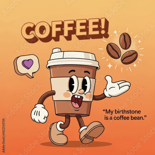 Vector Illustration 3D Cartoon Coffee Cup Character