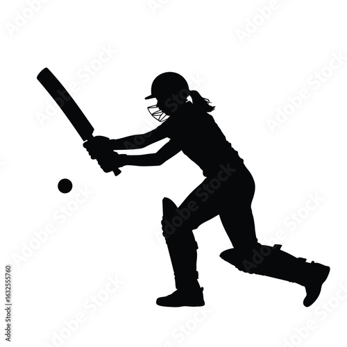 Silhouette of a woman playing cricket