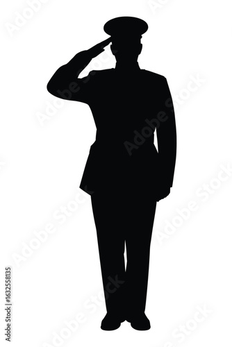 Silhouette of a military officer saluting
