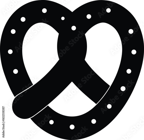 black silhouette a pretzel on white background.eps
