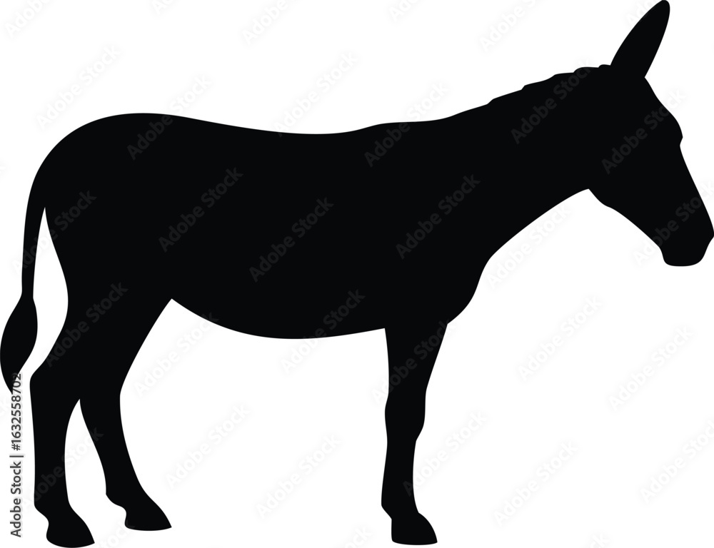 Fototapeta premium Isolated donkey silhouette presents an elegant animal form against a pristine white background