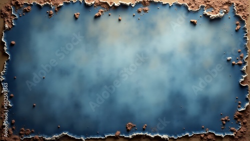 Aged blue paper with rough edges and textured background