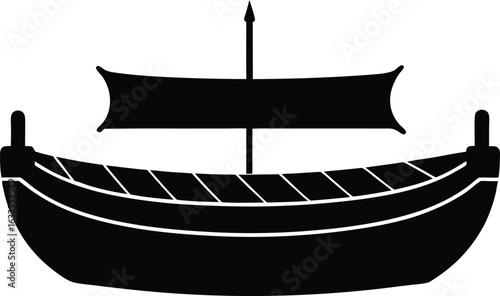 black silhouette a raft on white background.eps
