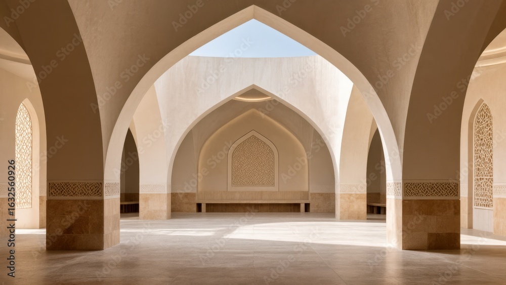 Fototapeta premium Subtle geometric details in modern mosque architecture