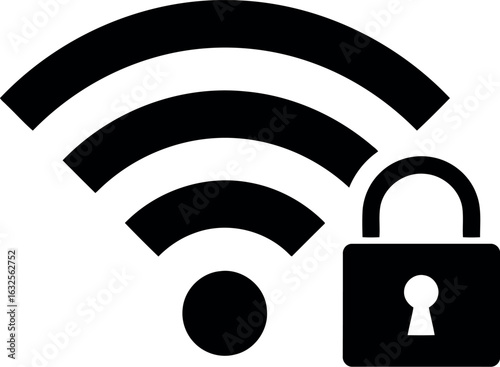 Secure wi fi signal with padlock icon