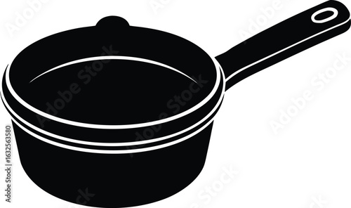 black silhouette a saucepan on white background.eps