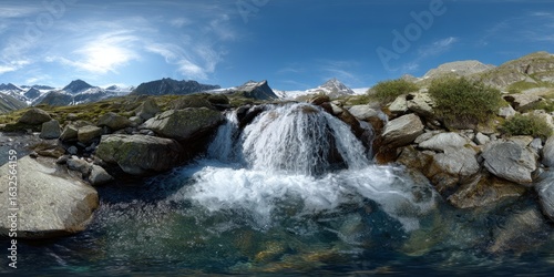 Waterfall adventure nature hdr panorama 360 view