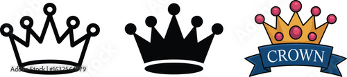 Royal crowns icons symbolizing leadership success and authority