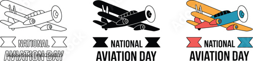 Celebrate Aviation Day with vintage biplane illustrations